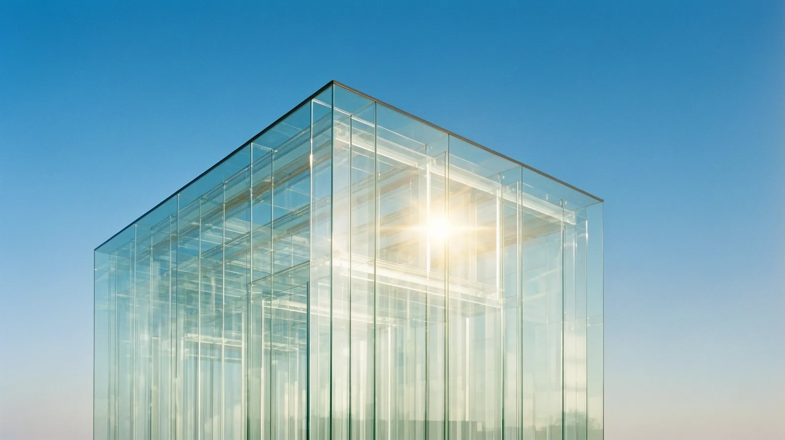 High-altitude architectural glass structure representing clarity.