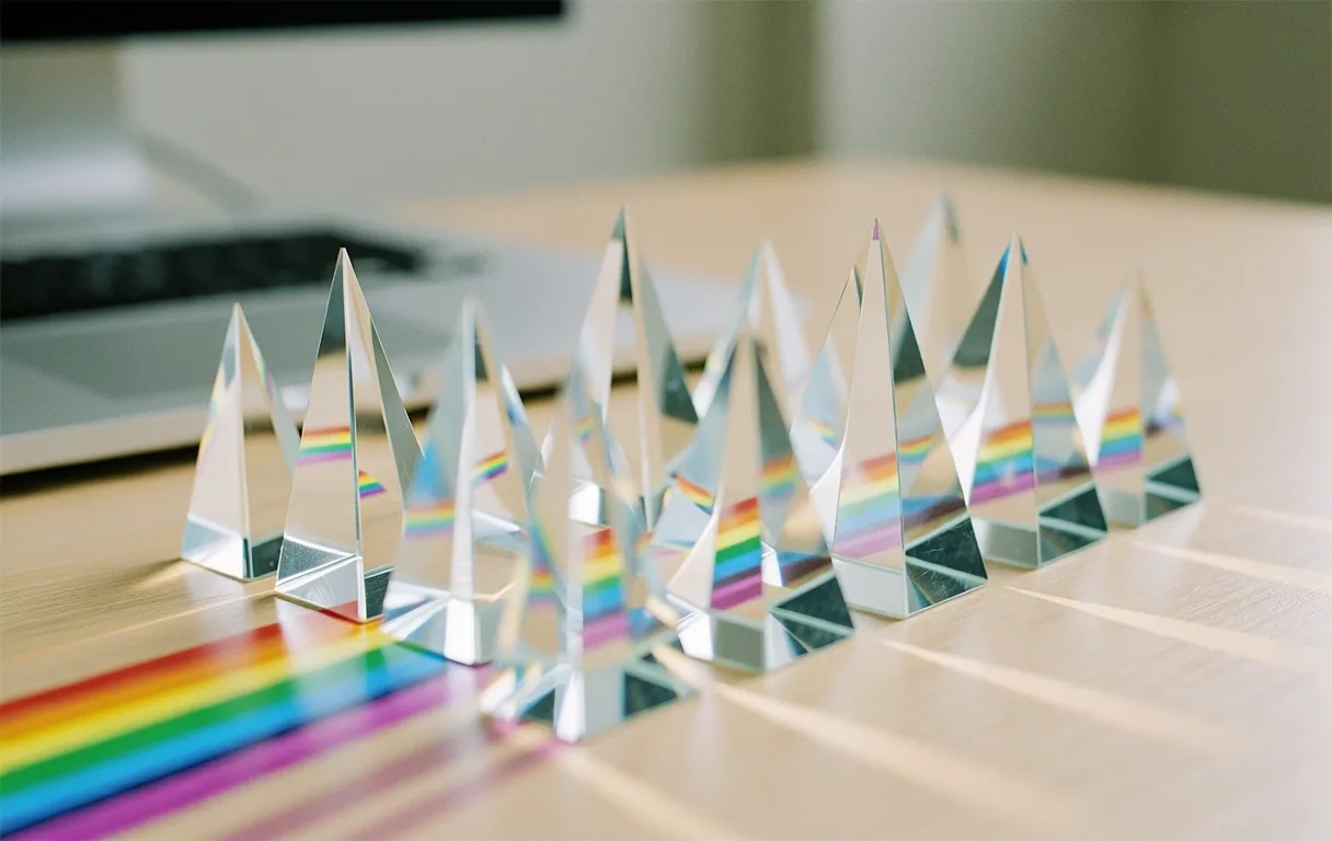 Refractive glass prisms representing AI transparency
